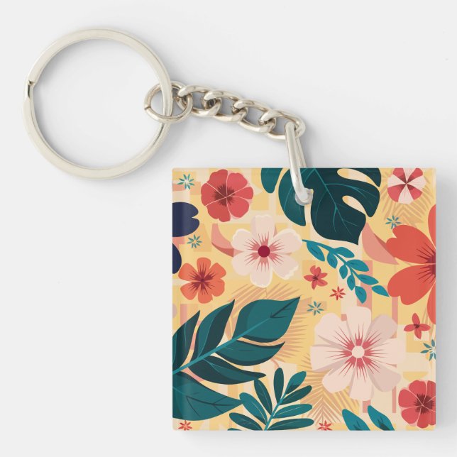 Tropisk Blommigt med fet Löv och blommor (Framsidan)