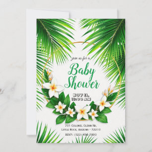 Tropisk Blommigt med Handflatan Löv Baby Shower Inbjudningar