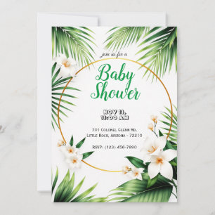 Tropisk Blommigt med Handflatan Löv Baby Shower Inbjudningar