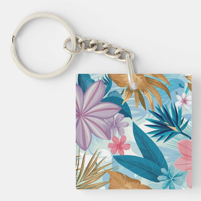 Tropisk Blommigt med Lush Löv och exotiska blodkro (Framsidan)