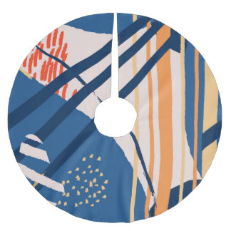 Tropisk Blommigt: Modern rubrik Julgransmatta Borstad Polyester