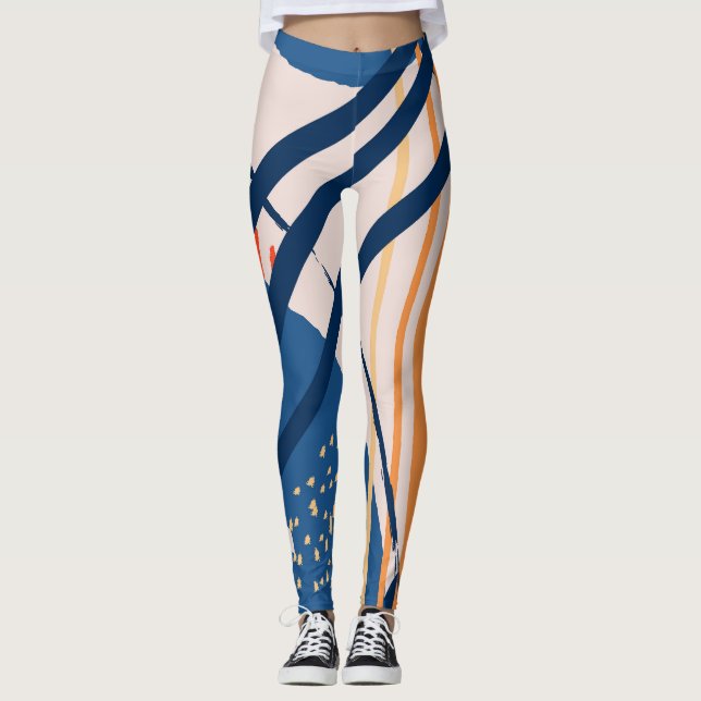 Tropisk Blommigt: Modern rubrik Leggings (Framsida)