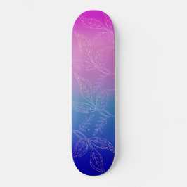 Tropisk Blommigt Mörk Ombre Raspberry Teal Blue Mini Skateboard Bräda 18,5 Cm