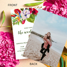 Tropisk Blommigt, ön Hibiscus Photo Bröllop Inbjudningar