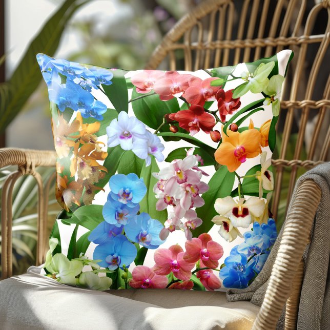 Tropisk Blommigt Orchids Colorful Summer Kudde (Skapare uppladdad)