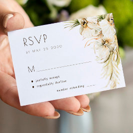 Tropisk blommigt pampas gräsmark elegant bröllop O Anteckningskort