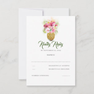 Tropisk Blommigt Pineapple Vas Beach Wedding OSA Kort