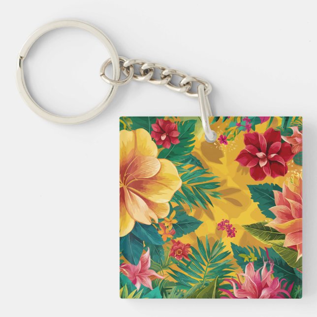 Tropisk Blommigt, Radianta Blommar och Lush Foliag (Framsidan)