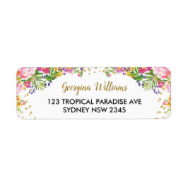Tropisk Blommigt Sommaradress (sommartid) Returadress Etikett