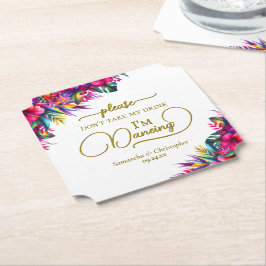 Tropisk Blommigt Ta inte min dryck Bröllop Underlägg Papper