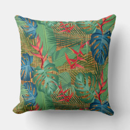 Tropisk Blommigt vid Wicker-utskrift Kudde