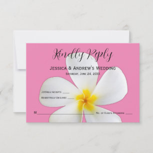 Tropisk Blommigt, vit plumeria på Rosa, OSA Tack Kort
