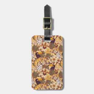 Tropisk blommönster med tigern bagagebricka