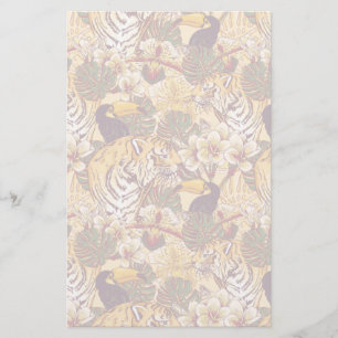 Tropisk blommönster med tigern brevpapper