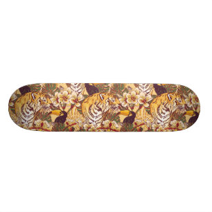 Tropisk blommönster med tigern skateboard bräda 20 cm