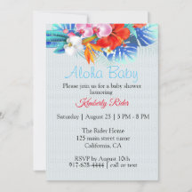 Tropisk blomster Aloha Baby Shower-inbjudan