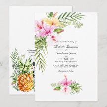 Tropisk blomster-aloha QR-kod RSVP-bröllop