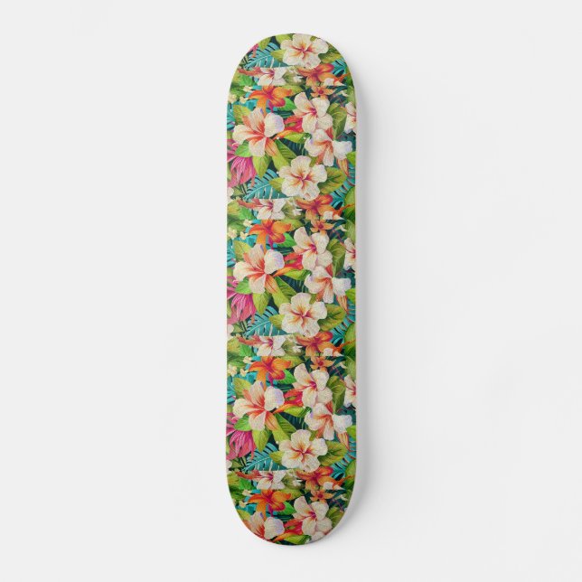 Tropisk blomster oljemålning stil mini skateboard bräda 18,5 cm (Framsida)