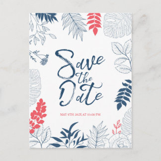 Tropisk blomster ram modern vigsel typografi meddelande vykort