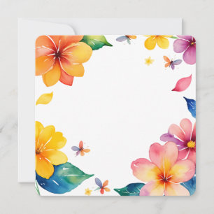Tropisk blomster ram vattenfärg PNG bakgrund Inbjudningar