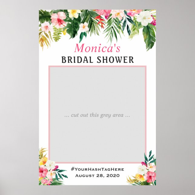 Tropisk blomster sommar bröllopsdusch foto rekvisi poster (Framsidan)