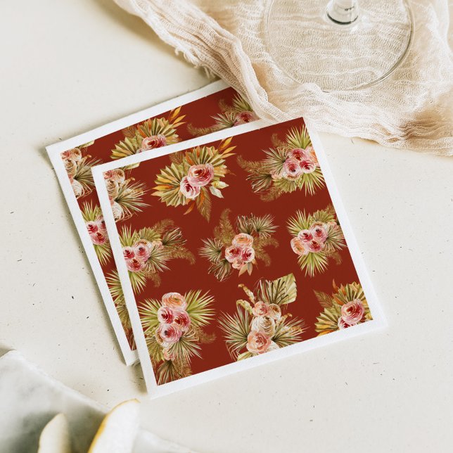 Tropisk blomster vintage bröllopsdusch pappersservett (Skapare uppladdad)
