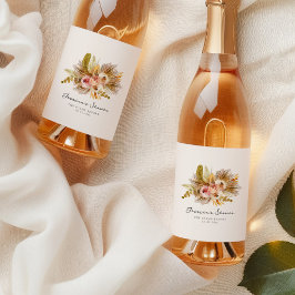Tropisk blomster vintage bröllopsdusch vinetikett
