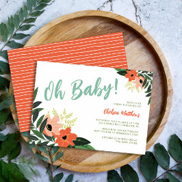 Tropisk blomsterbaby shower-inbjudan inbjudningar