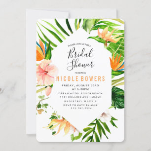 Tropisk blomsterbröllopsdusch-inbjudan inbjudningar