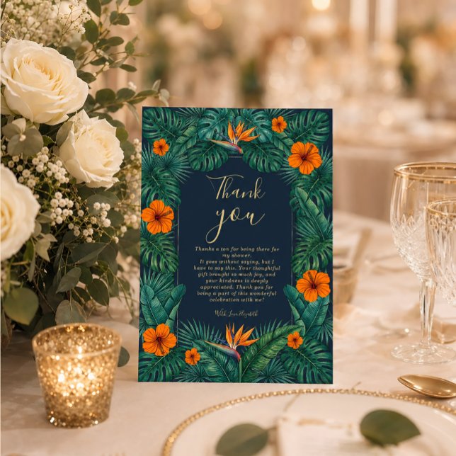 Tropisk blomsterdesign | Hibiskus & grönska Inbjudningar (#tropicalwedding #weddingdinner#hibiscus #beachwedding #destinationwedding #floralithankyou)