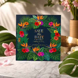 Tropisk blomsterdesign | Hibiskus & grönska Inbjudningar