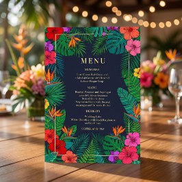 Tropisk blomsterdesign | Hibiskus & grönska Meny Inbjudningar