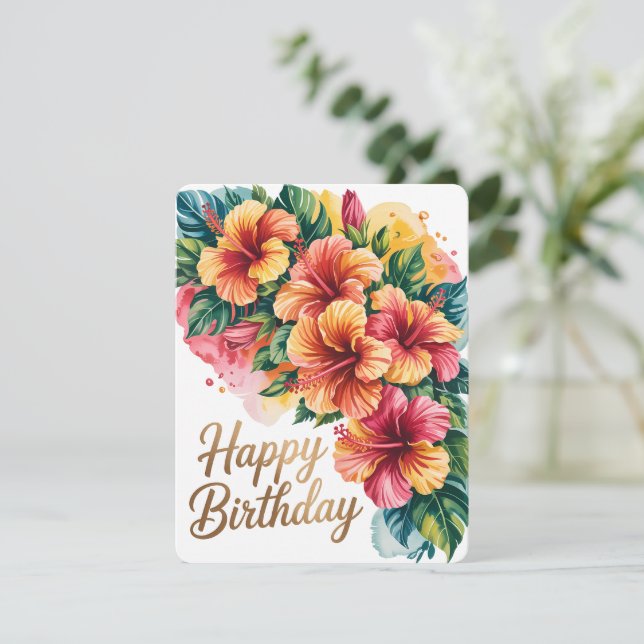 Tropisk blomsterfödelsedags kort (Stående Fram)