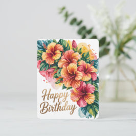 Tropisk blomsterfödelsedags kort