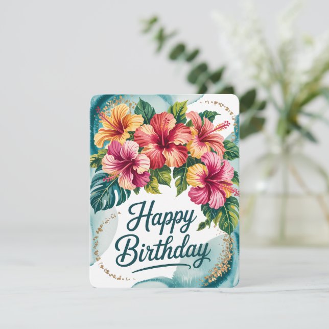 Tropisk blomsterfödelsedags kort (Stående Fram)