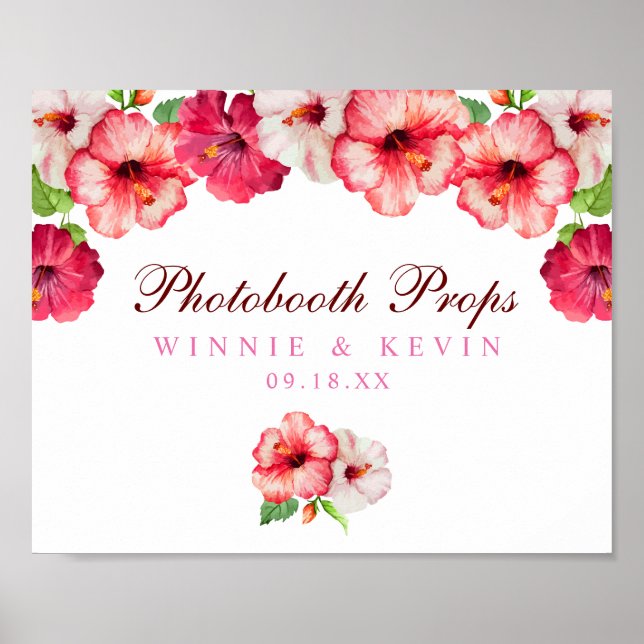 Tropisk blomsterfotoboothskylt poster (Framsidan)