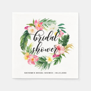Tropisk blomsterkrans sommarbröllopsfest pappersservett
