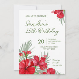 Tropisk blomsterlig 25-års födelsedagsinbjudan inbjudningar