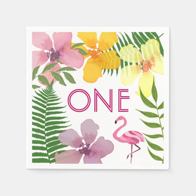 Tropisk blomsterluau 1-årsdag pappersservett (Framsidan)