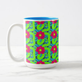 Tropisk blomstermug Två-Tonad mugg