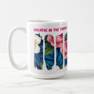 Tropisk blomsterpensel effekt kaffemugg