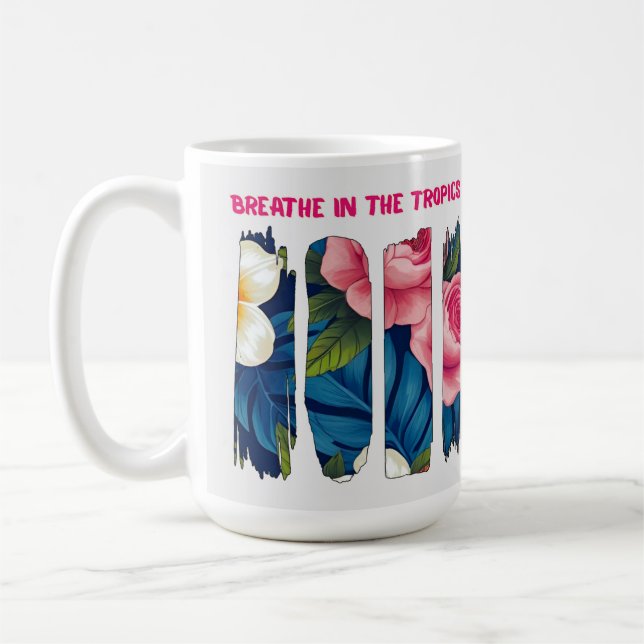 Tropisk blomsterpensel effekt kaffemugg (Vänster)