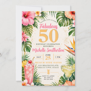 Tropisk blomsterrik hawaiiansk luau fantastisk 50- inbjudningar