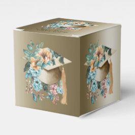 Tropisk blomsterutförande examenshatt och tass-fes presentaskar