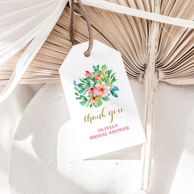Tropisk blomstrand bröllopsdusch presentetikett (Skapare uppladdad)