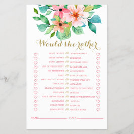 Tropisk blomstrand bröllopsdusch spel Flyer