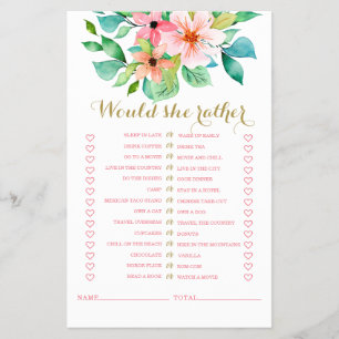 Tropisk blomstrand bröllopsdusch spel Flyer