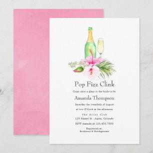Tropisk blomstrand Pop Fizz Clink Bröllopsfest Inbjudningar