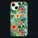 Tropisk blomtelefon<br><div class="desc">Denna design inkluderar frodiga gröna palmblad och djärva,  färgglada hibiskusblommor i nyanser av rött,  orange,  gult och rosa,  mot en uppfriskande turkos bakgrund.</div>