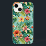 Tropisk blomtelefon<br><div class="desc">Denna design inkluderar frodiga gröna palmblad och djärva,  färgglada hibiskusblommor i nyanser av rött,  orange,  gult och rosa,  mot en uppfriskande turkos bakgrund.</div>
